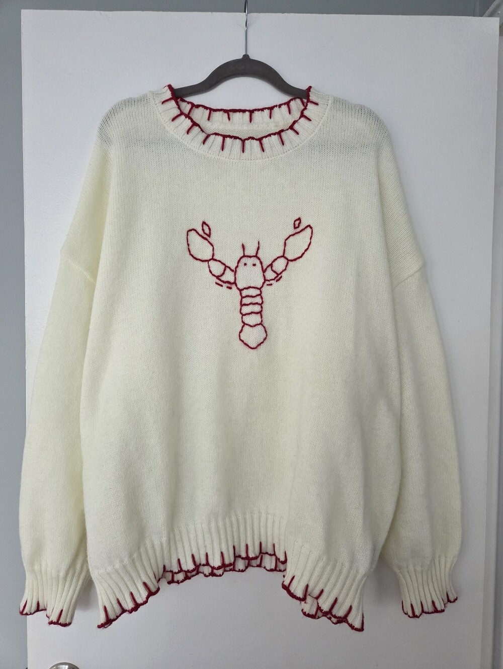 Embroidered lobster sweater